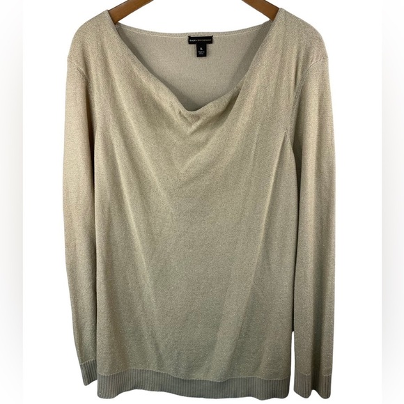 Dana Buchman cowl necked gold sweater. Slight shimmer and fitted sleeves. Sz XL - Picture 1 of 4
